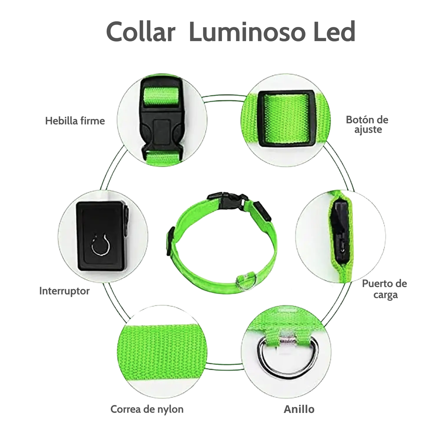 Collar Luminoso LED Recargable para Mascotas