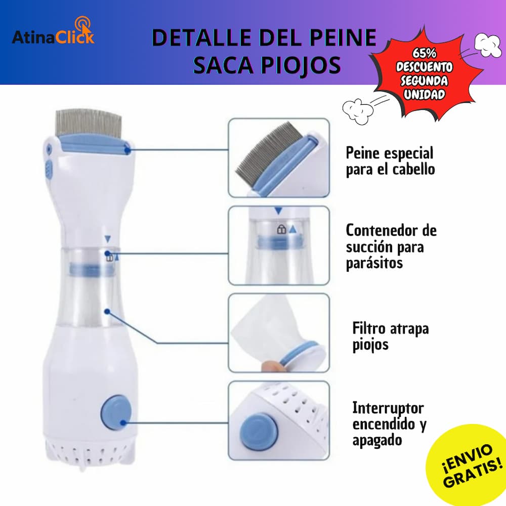 Peine Saca Piojos Eléctrico